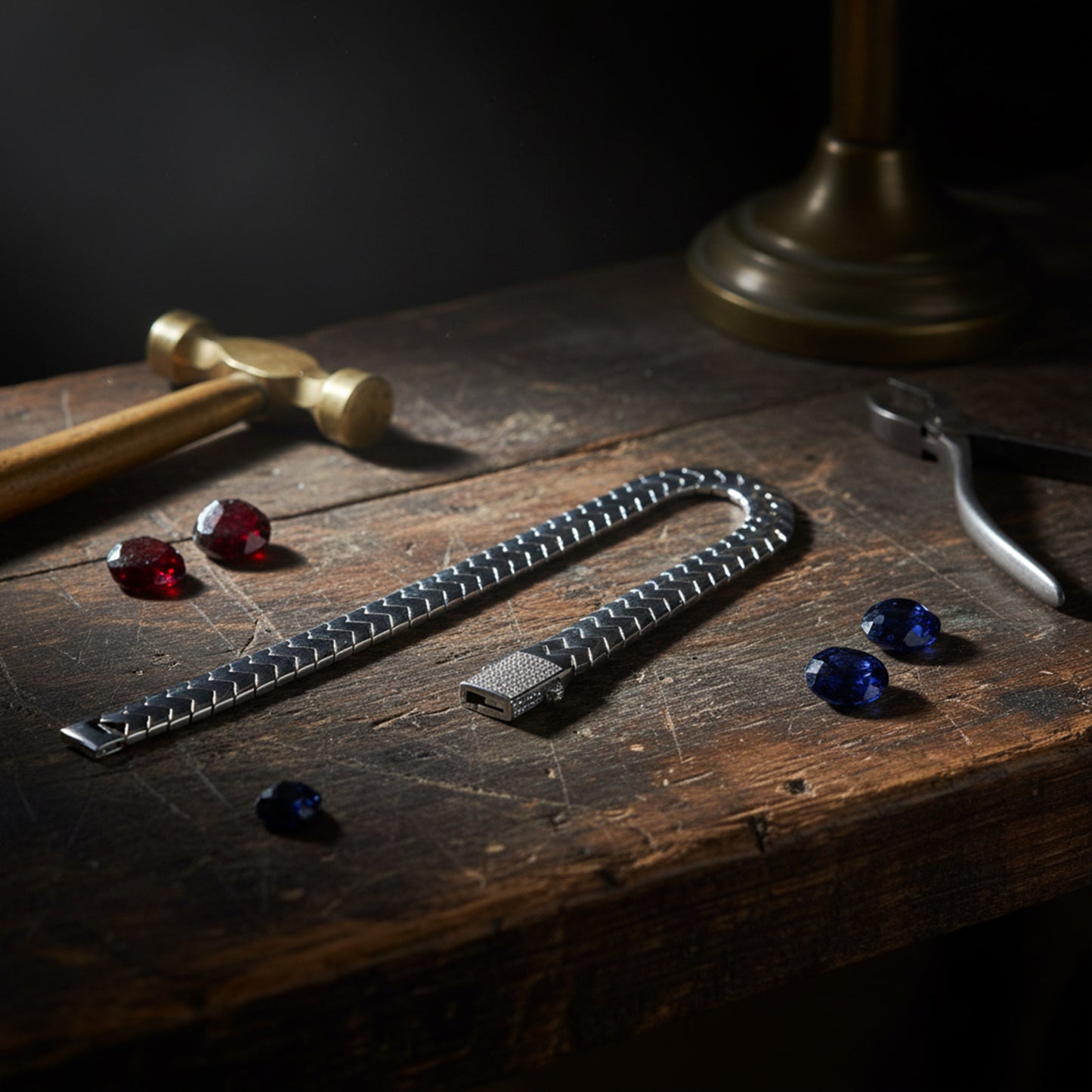 Men Silver Handmade Moissanite Stone Elegant Snake Bracelet