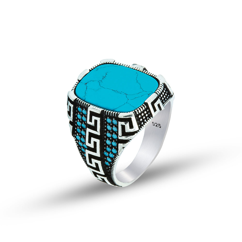 Men Handmade Greek Style Turquoise Ring