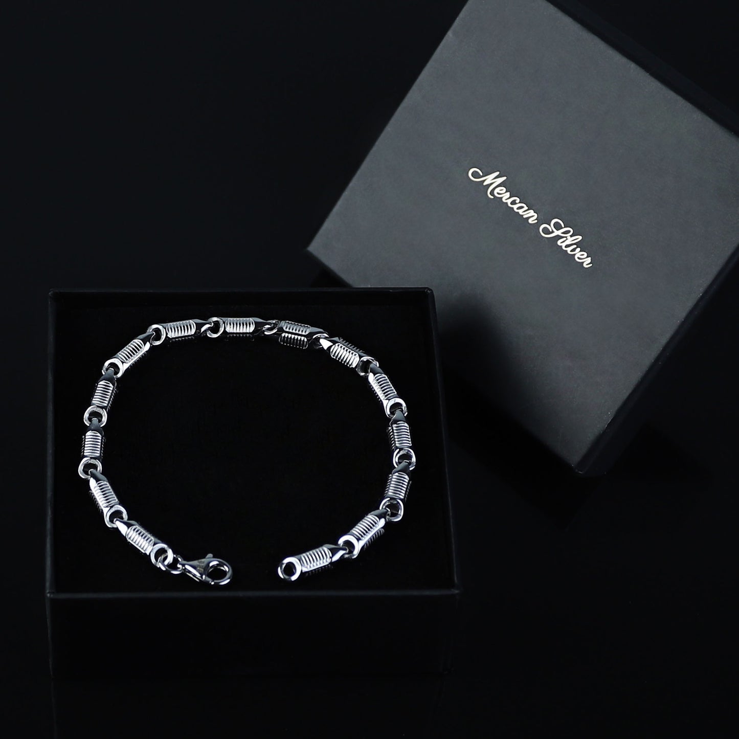 Men Solid Silver Handmade Round Viking Chain Bracelet