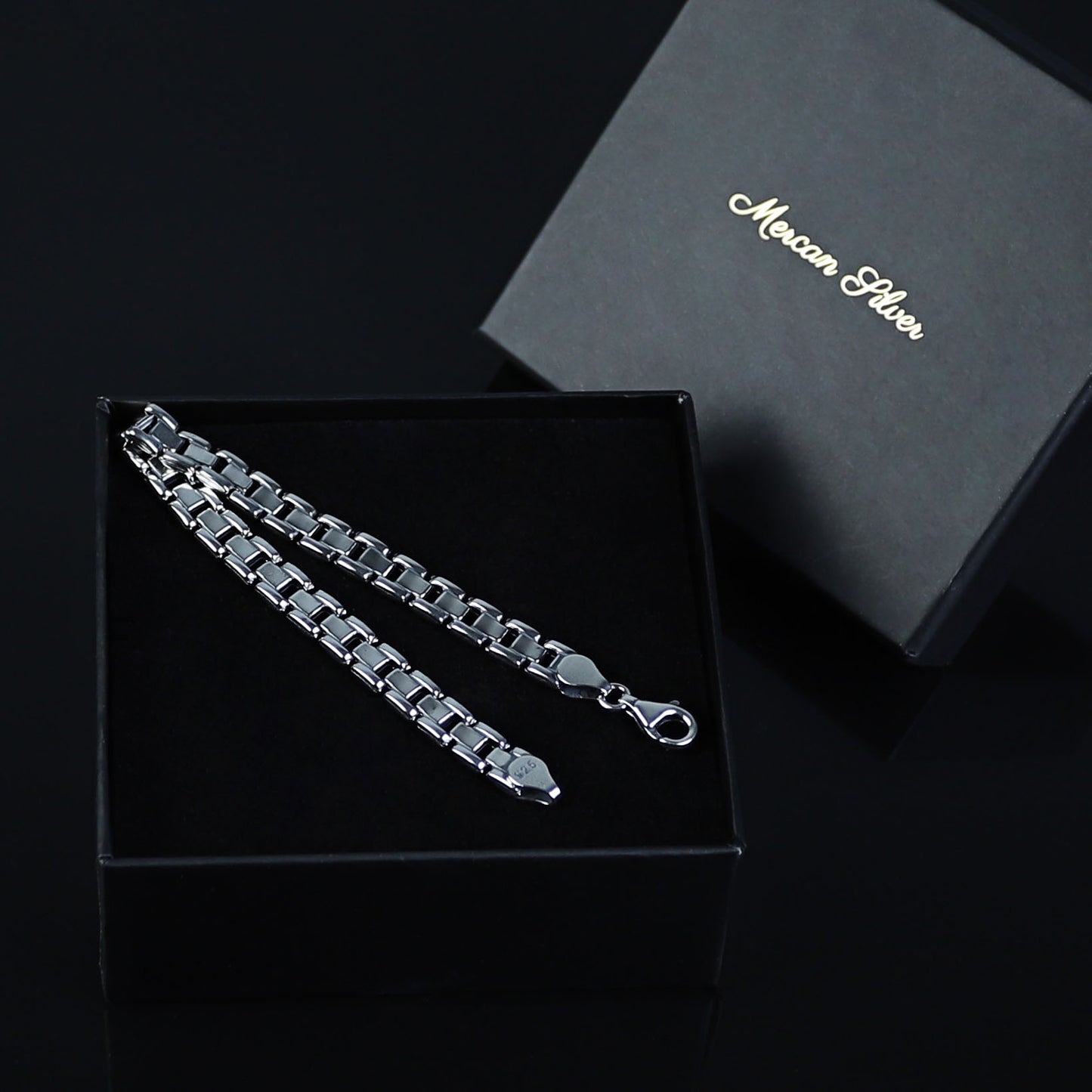 Men Handmade Solid Silver Elegant Chain Bracelet