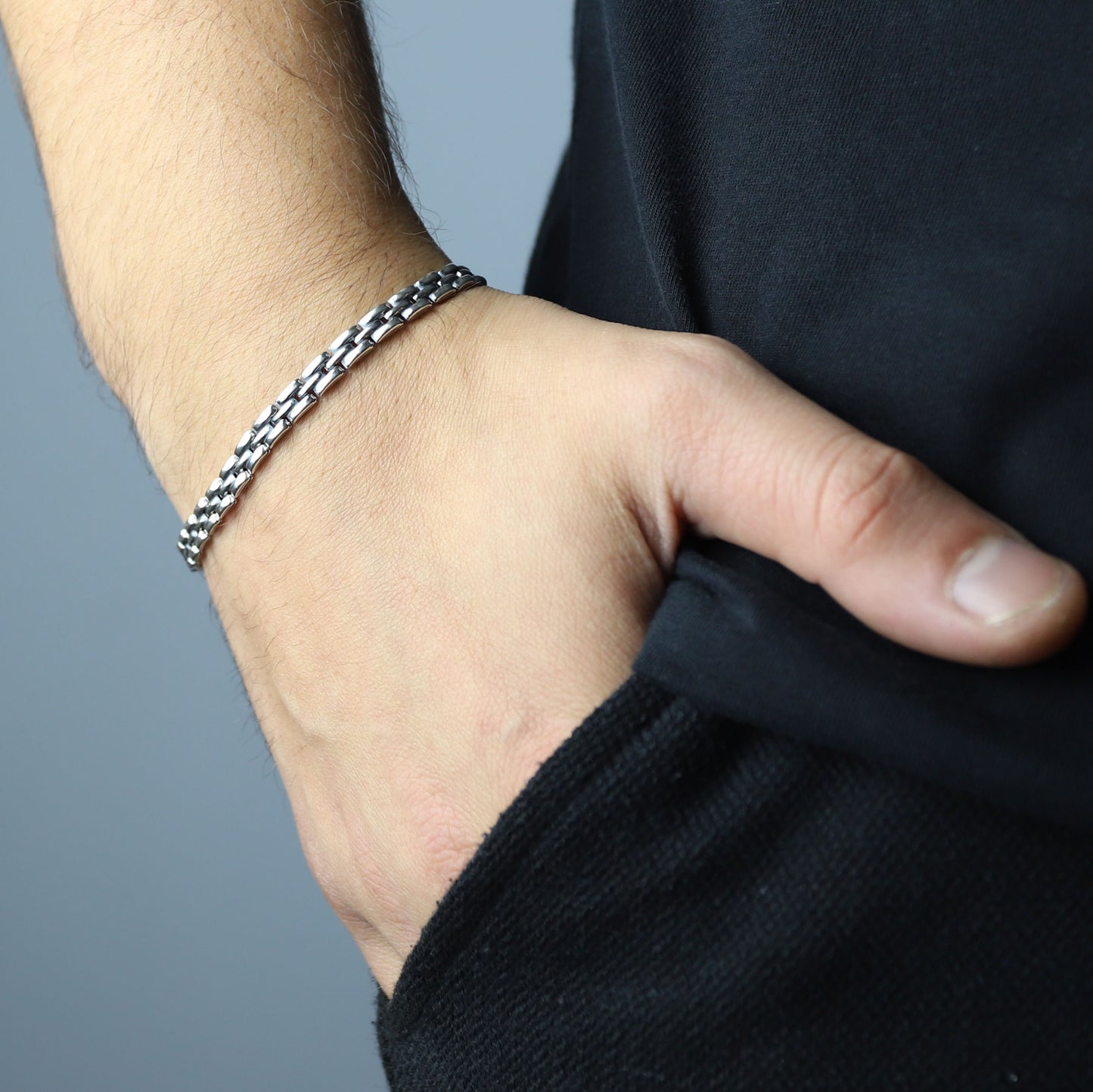 925 Solid Silver Watch Strap Chain Bracelet