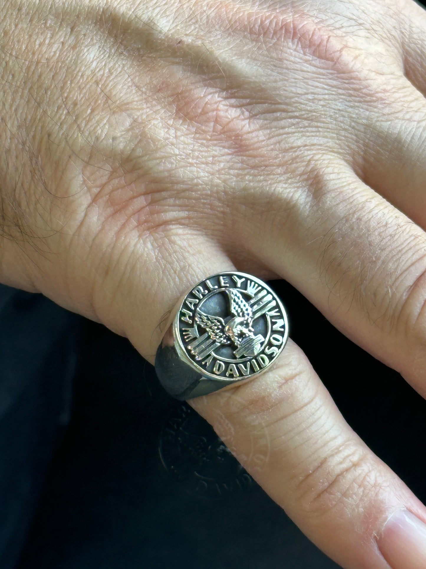 Silver Harley-Davidson Biker Ring