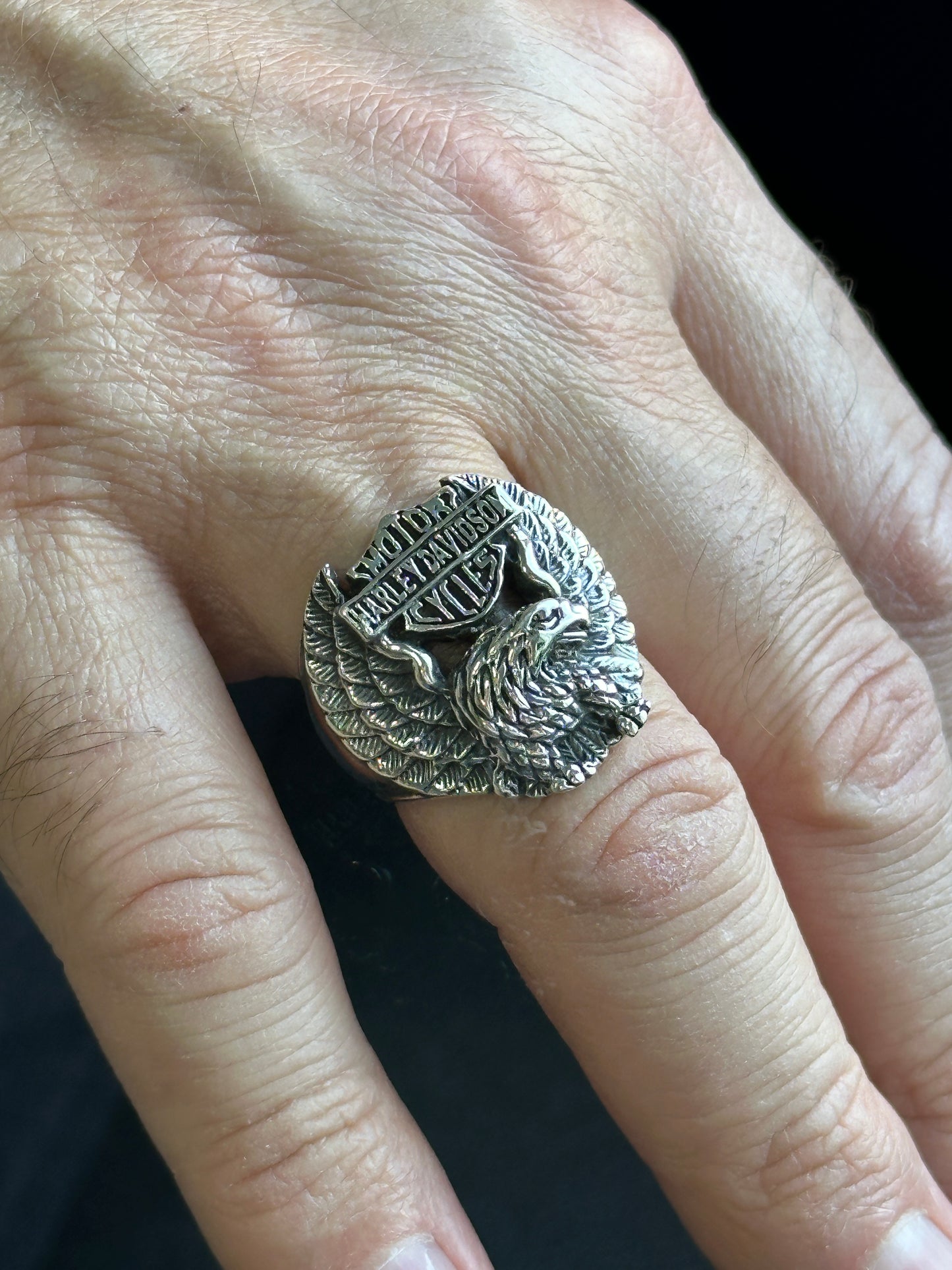 Silver Eagle Model Harley Davidson Biker Ring