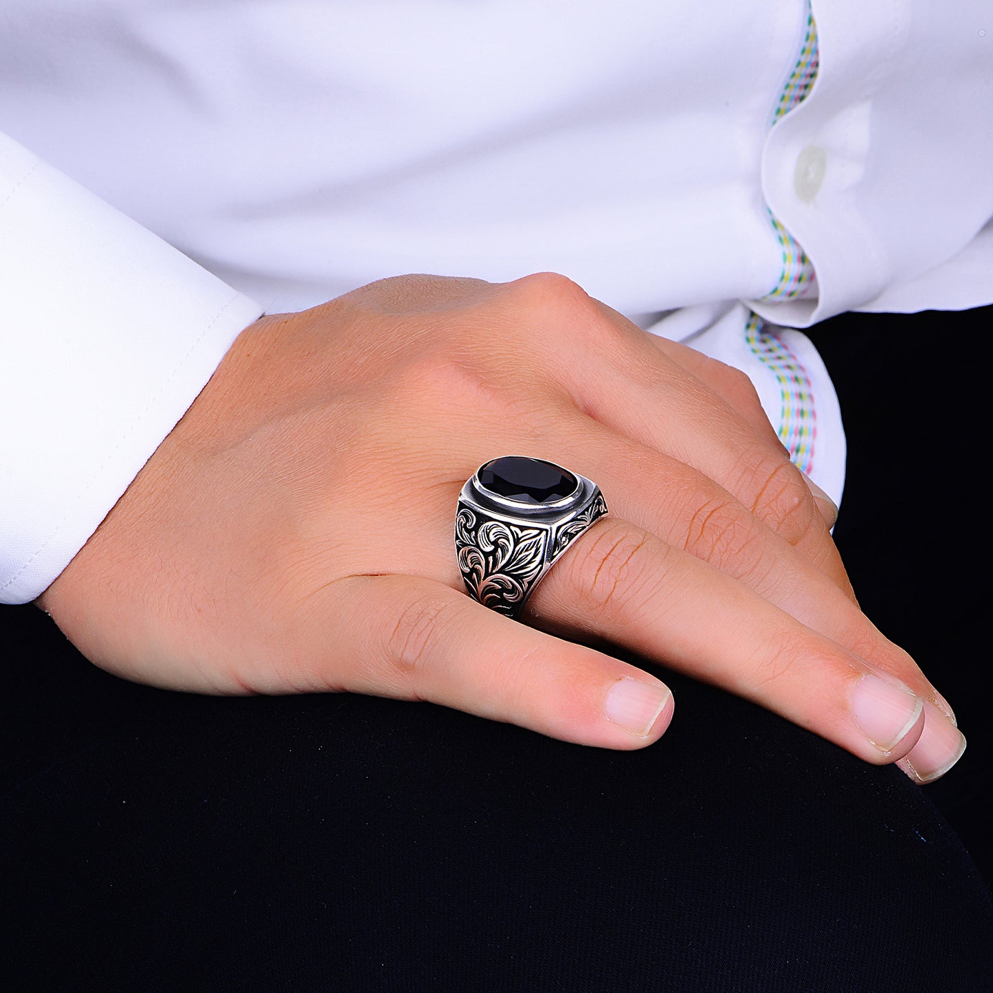 Silver Blue Sapphire Stone Silver Ring