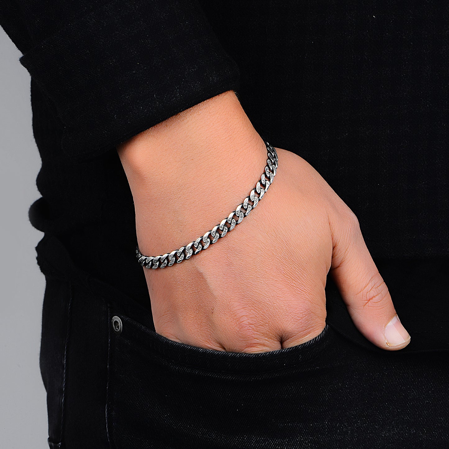 Men Handmade Thin Curb Chain Bracelet