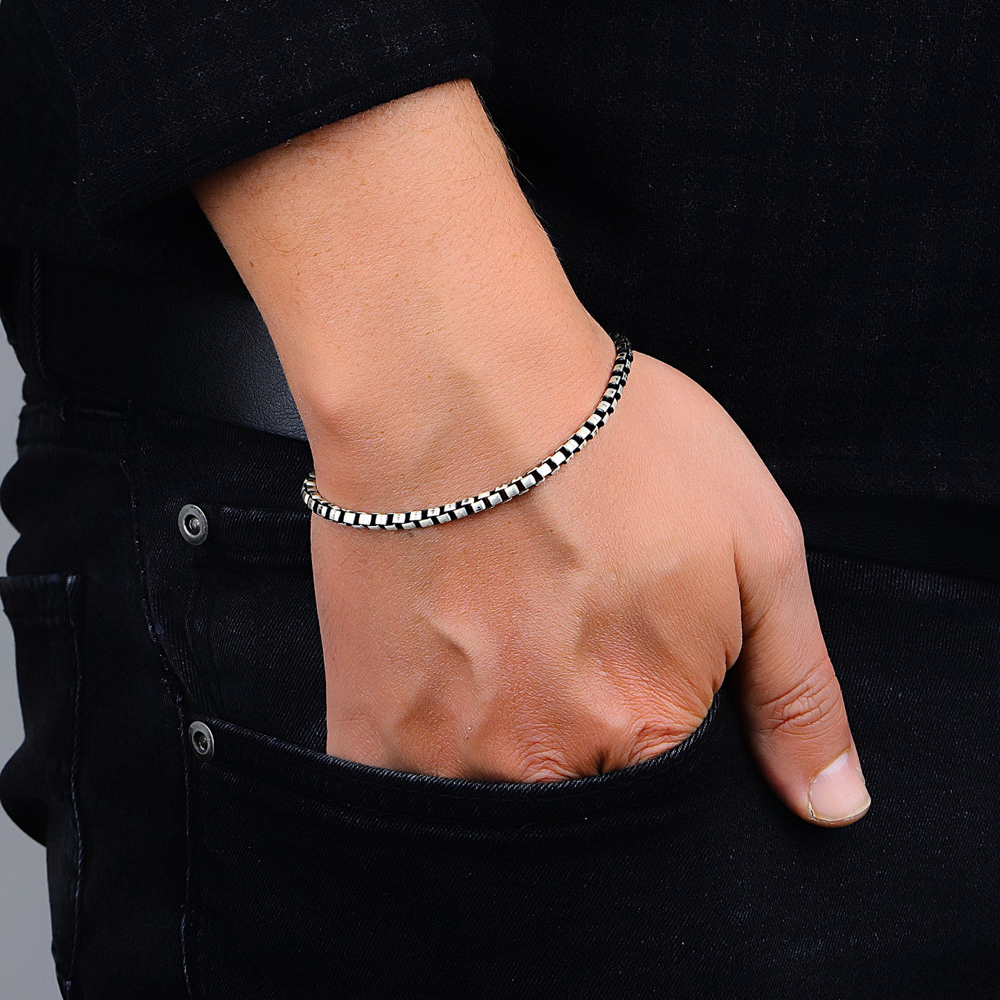 Silver Thin Cuba Chain Bracelet