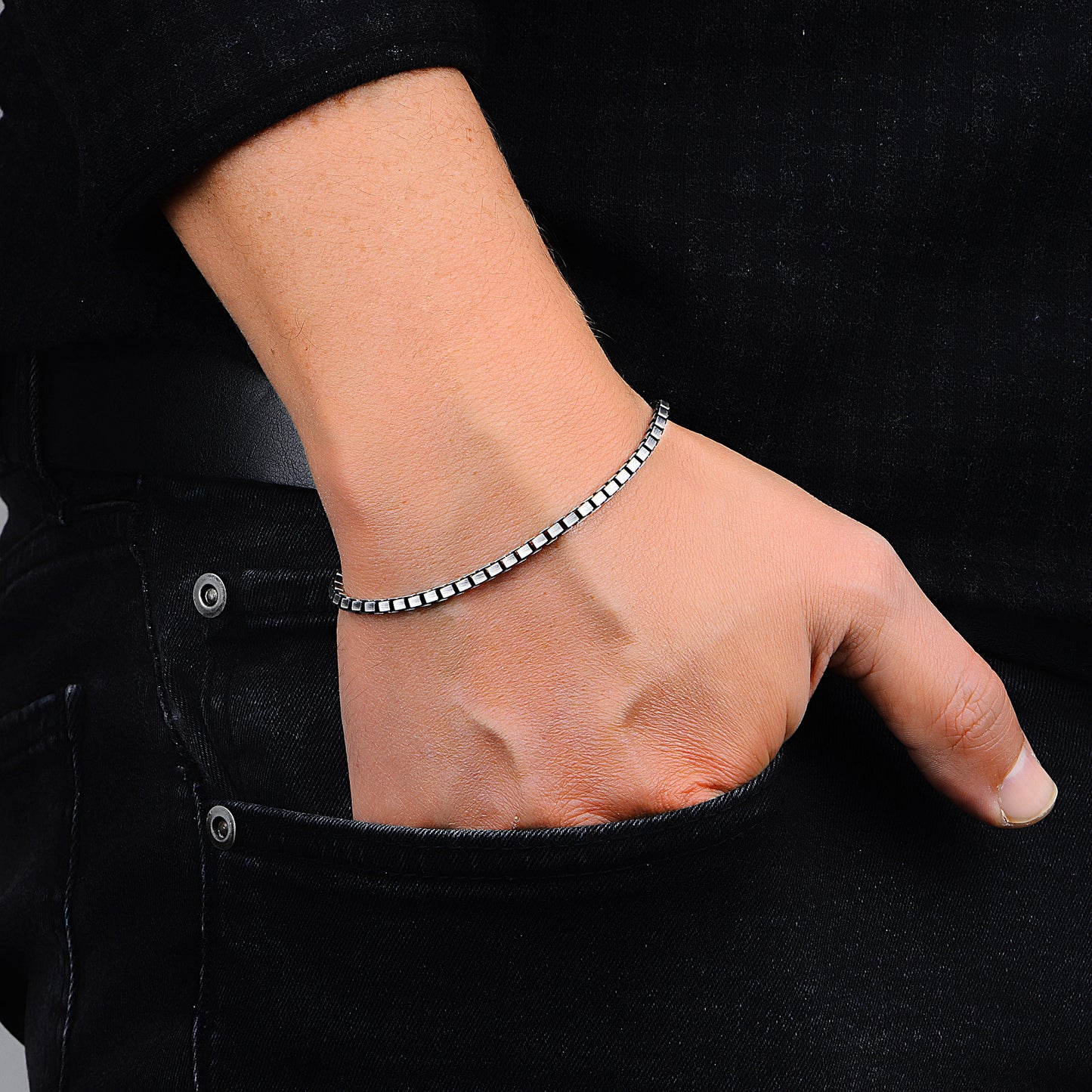 Silver Handmade Curb Chain Bracelet