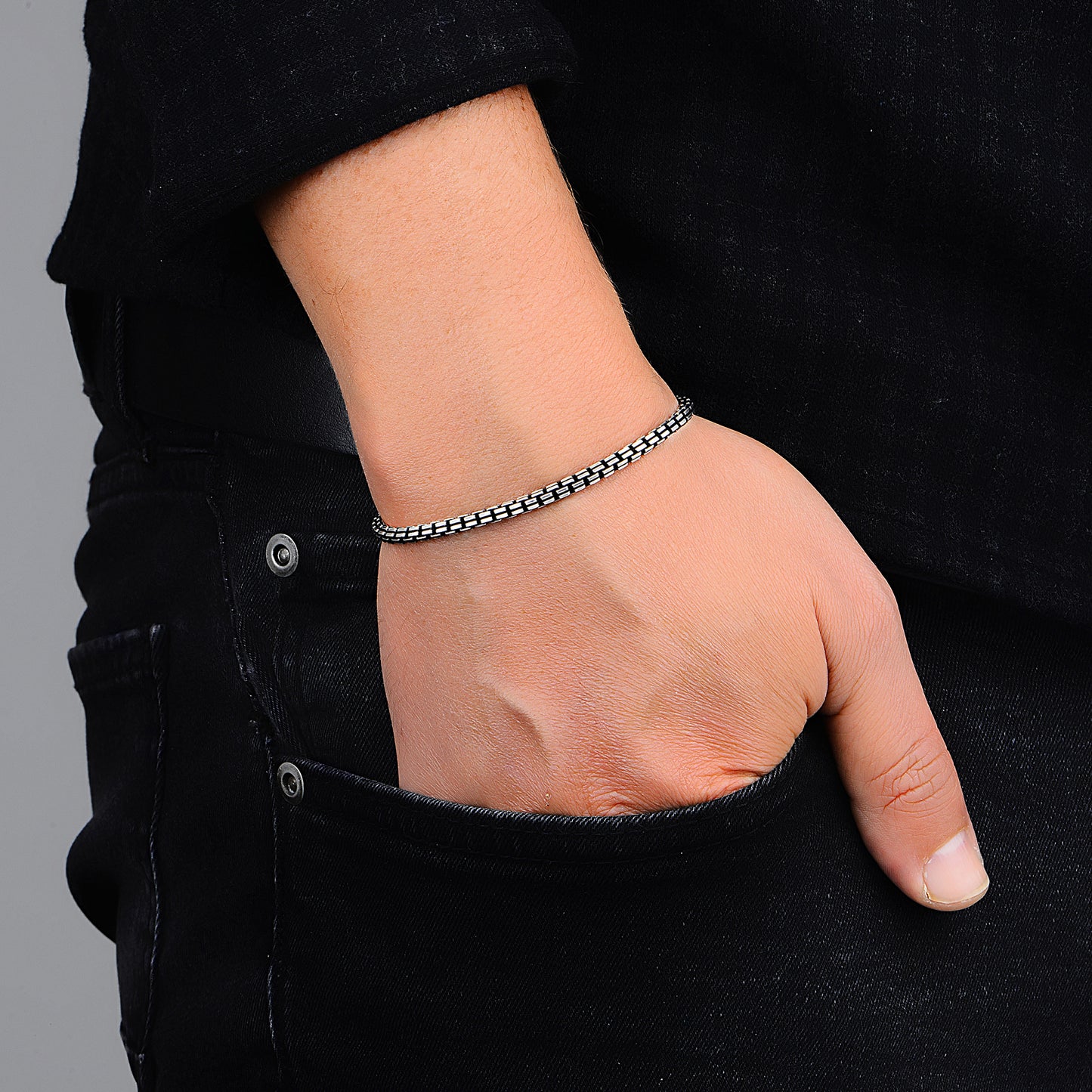 Silver Thin Cuba Chain Italian Bracelet