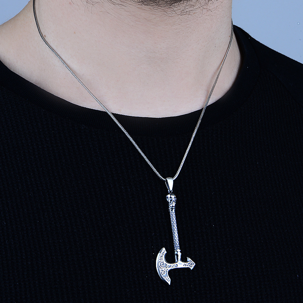 Men Axe Model Silver Necklace