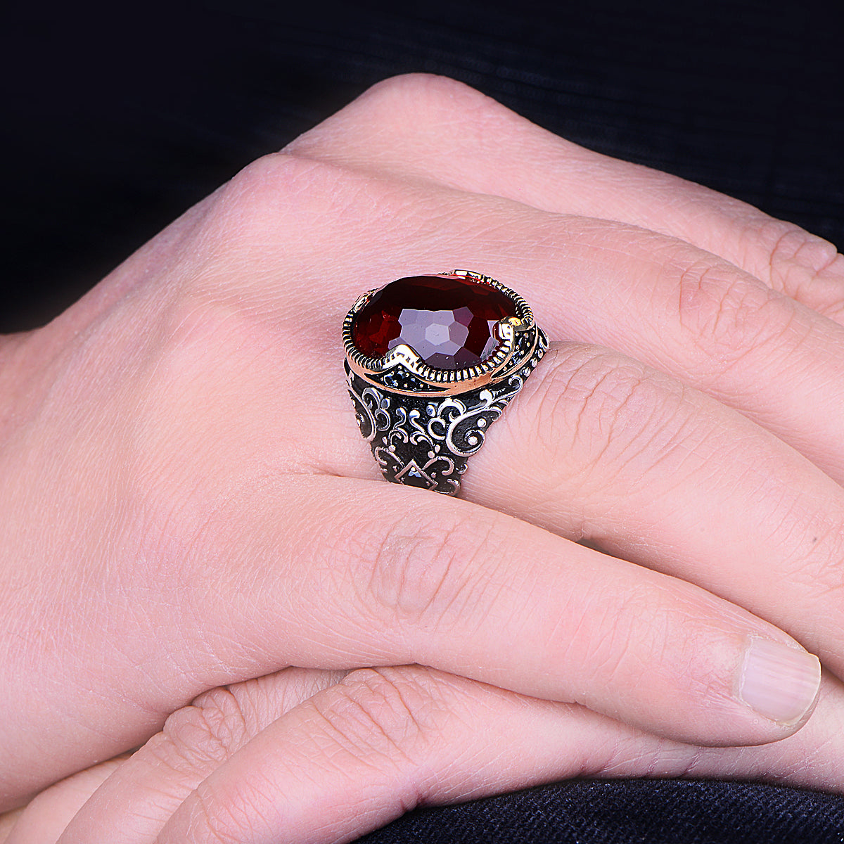 Silver Ottoman Style Ruby Stone