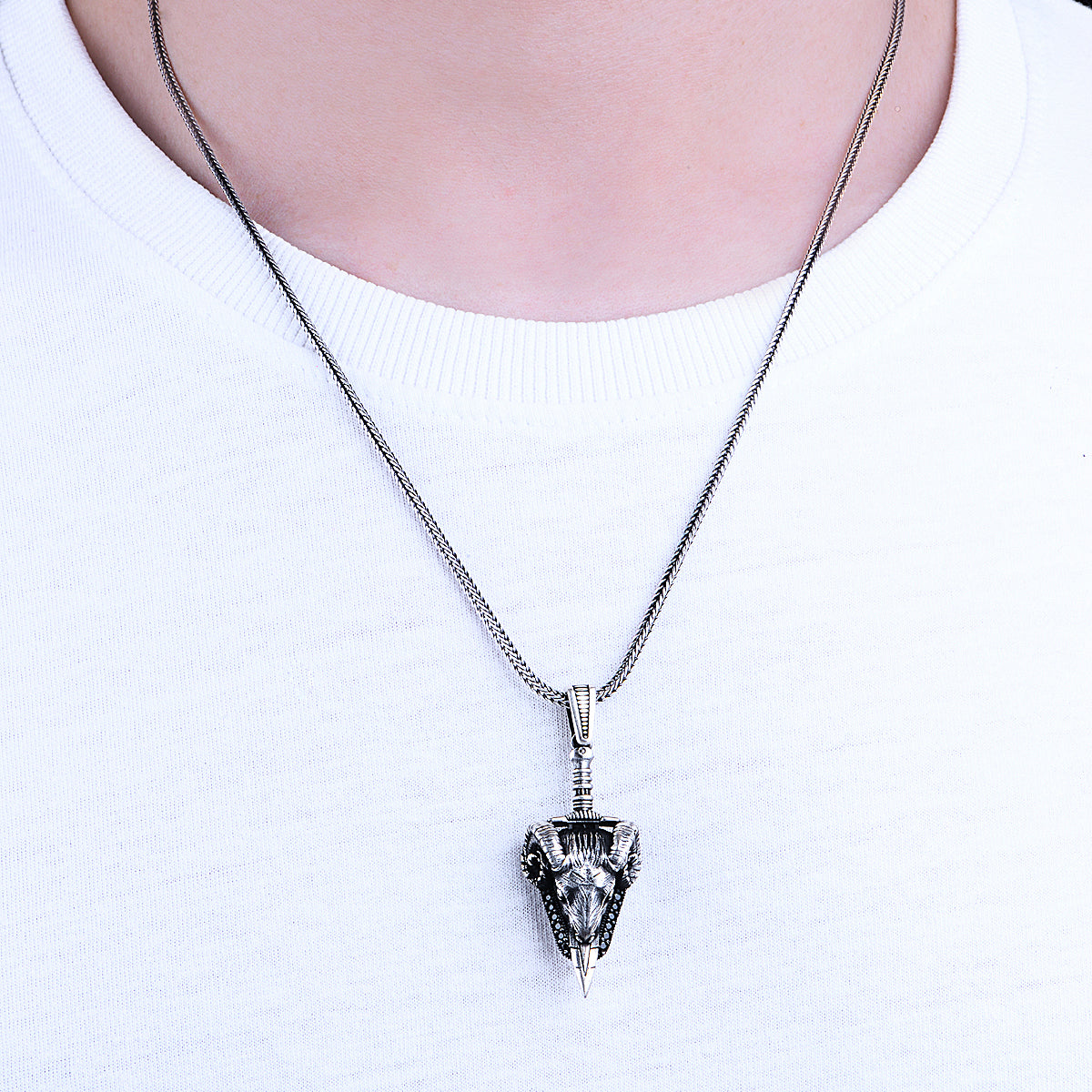 Silver Handmade Ram Head Necklace