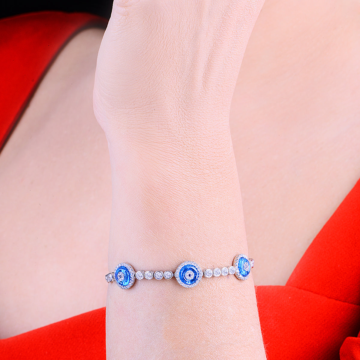 Silver Blue Evil Eye Tennis Bracelet Evil Eye Charm