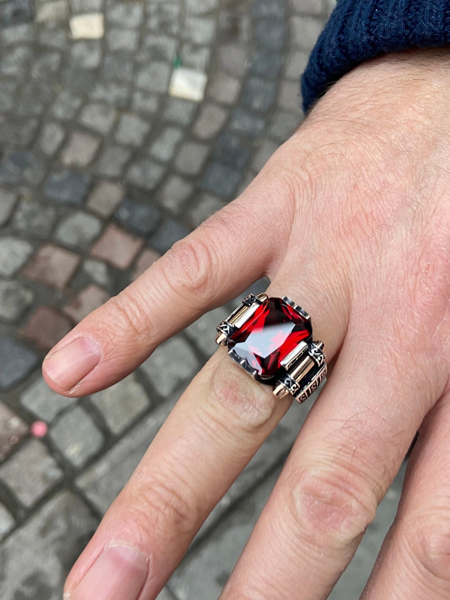 Silver Handmade Garnet Ruby Stone Ring