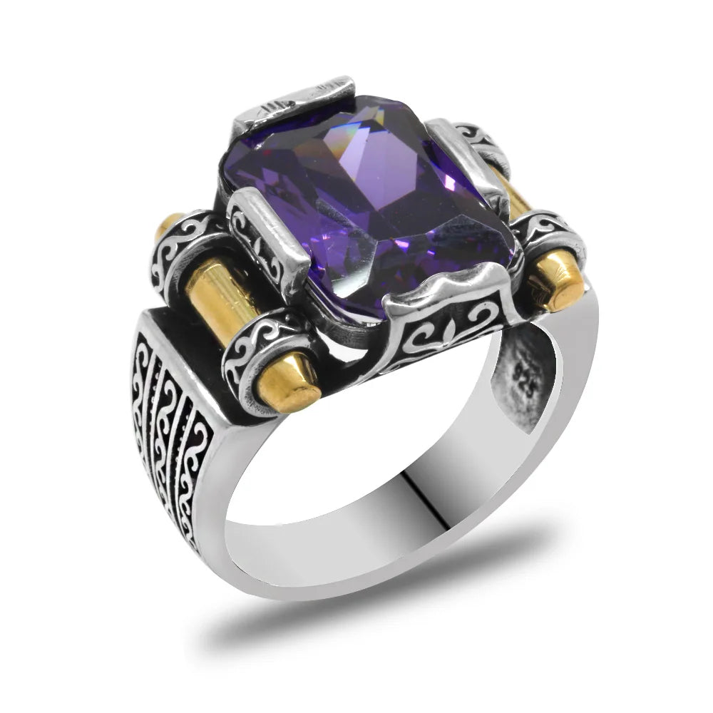 Anillo de plata con piedra de amatista hecho a mano