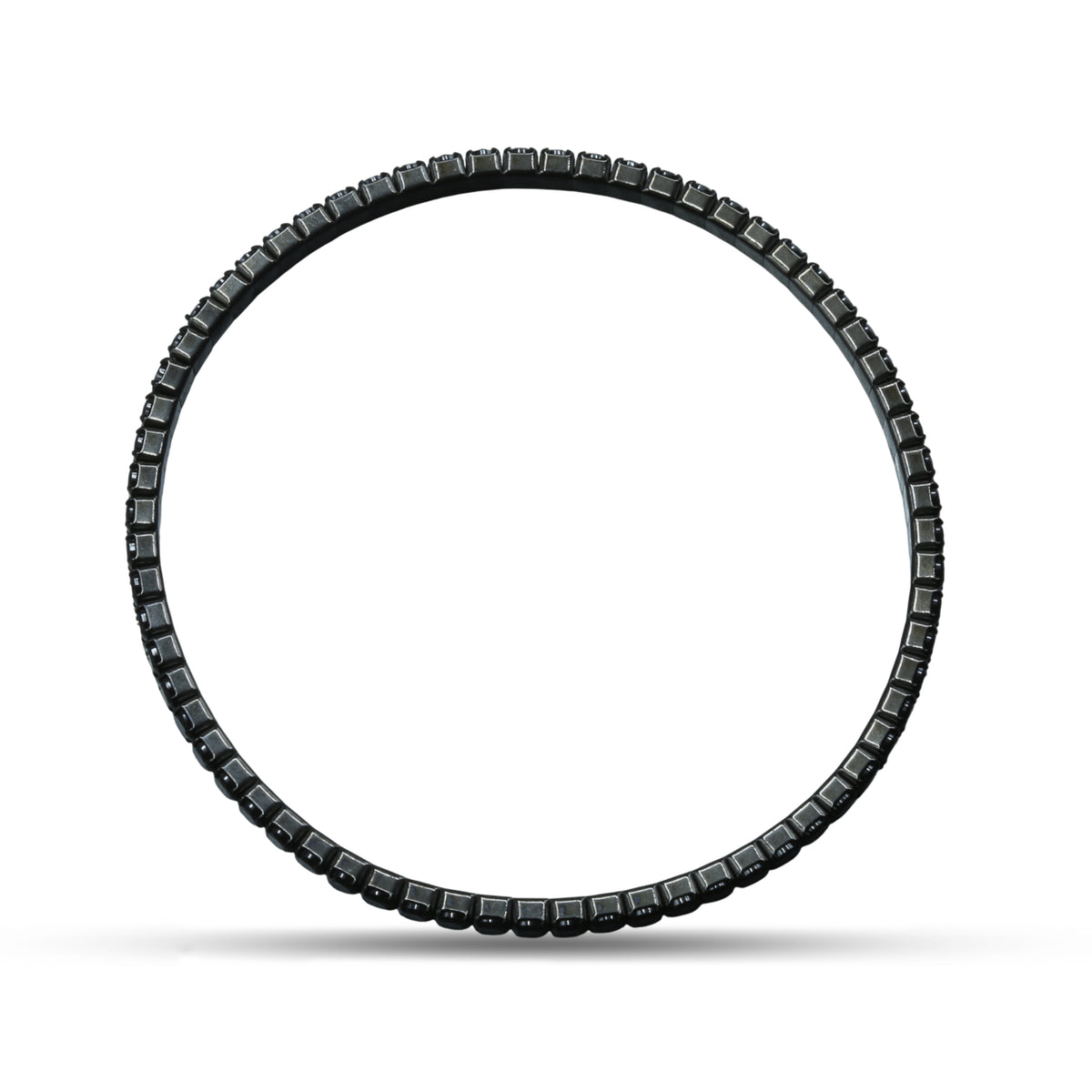 Silbernes Unisex-Tennisarmband mit schwarzem Diamanten, verstellbar