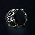 Men Silver Handmade Onyx Gemstone Signet Ring