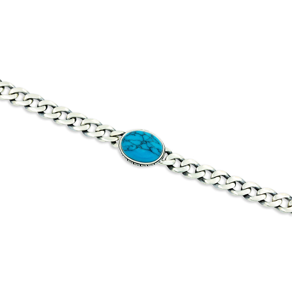 925 Silver Turquoise Curb Chain Bracelet