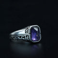 Men Sterling Silver Minimal Amethyst Ring