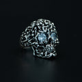 925 Silver Moissanite Eyes Biker Skull Ring