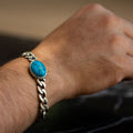 925 Silver Turquoise Curb Chain Bracelet
