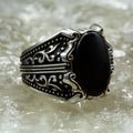 Men Silver Handmade Onyx Gemstone Signet Ring