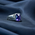 Men Sterling Silver Minimal Amethyst Ring