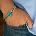 925 Silver Turquoise Curb Chain Bracelet