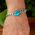 925 Silver Turquoise Curb Chain Bracelet