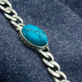 925 Silver Turquoise Curb Chain Bracelet