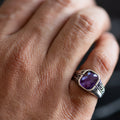 Men Sterling Silver Minimal Amethyst Ring