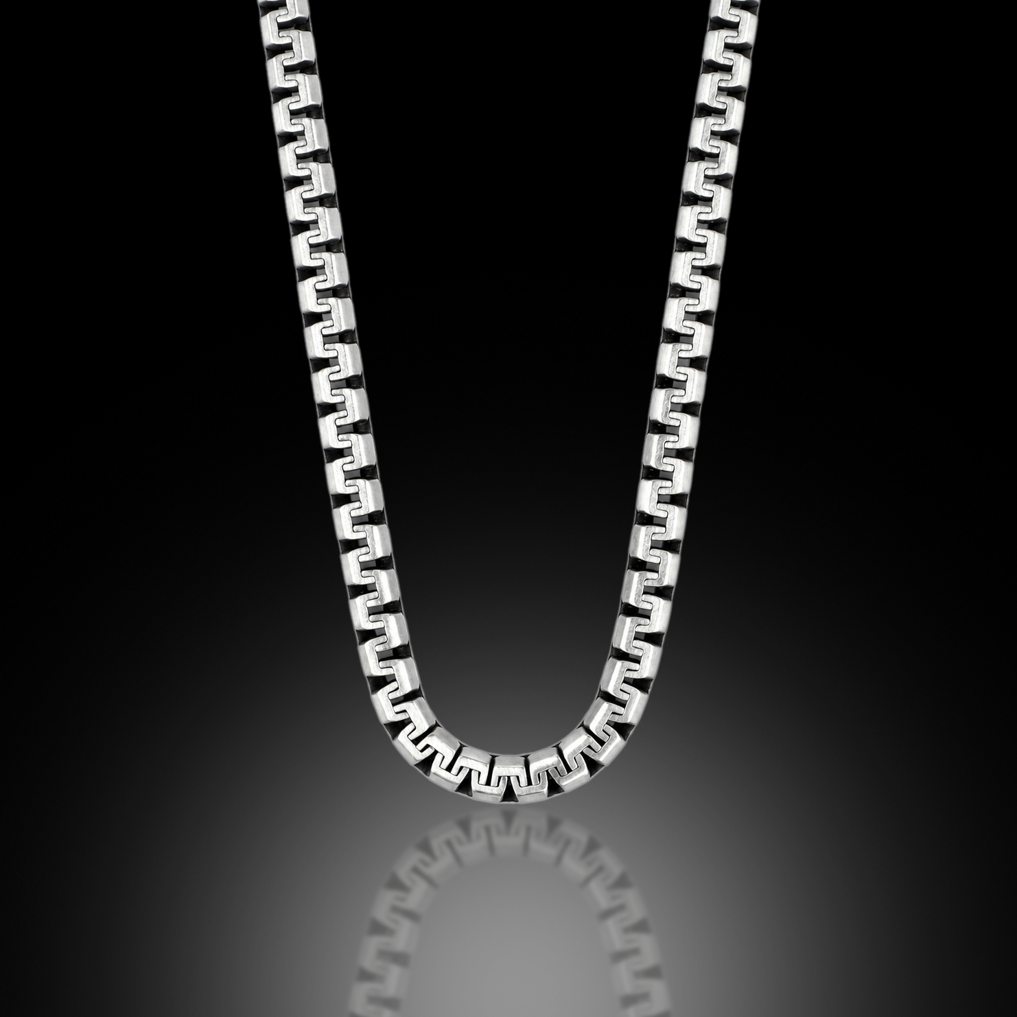 925 Sterling Silver 5mm Greek Meander Chain Necklace