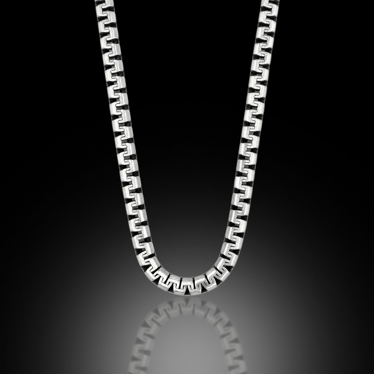 925 Sterling Silver 5mm Greek Meander Chain Necklace