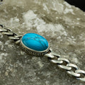 925 Silver Turquoise Curb Chain Bracelet