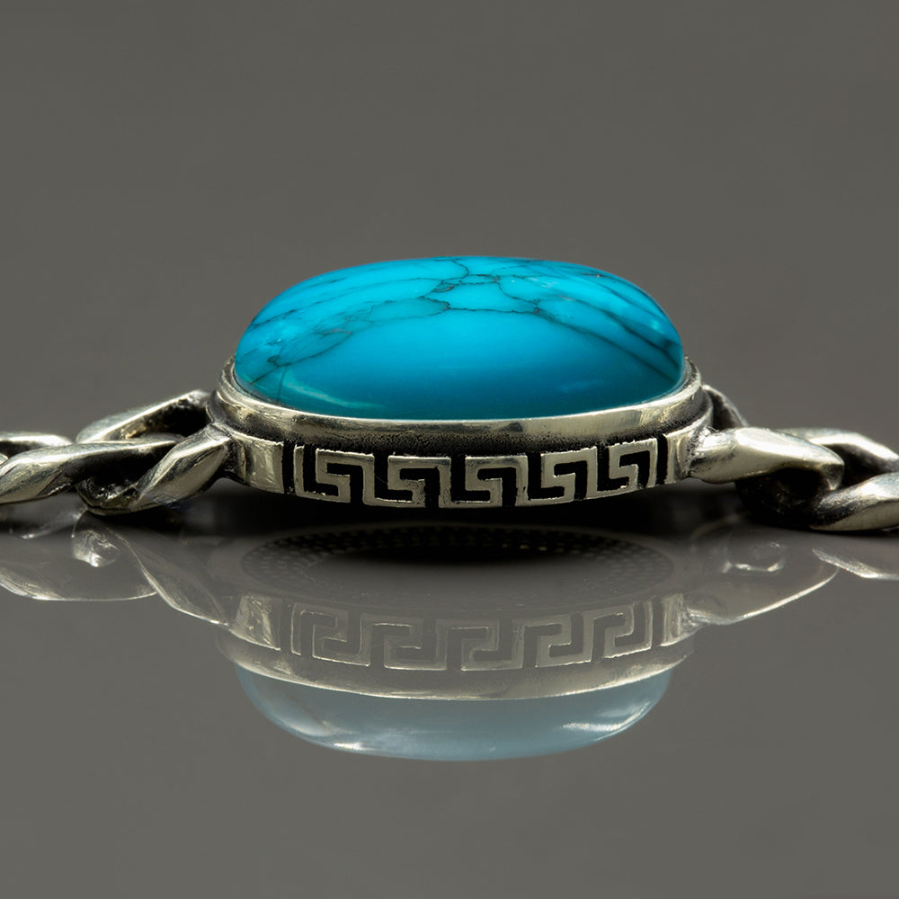 925 Silver Turquoise Curb Chain Bracelet