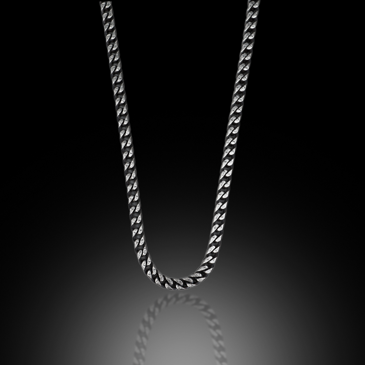 925 Sterling Silver 5mm Oxidized Curb Chain Necklace for Men