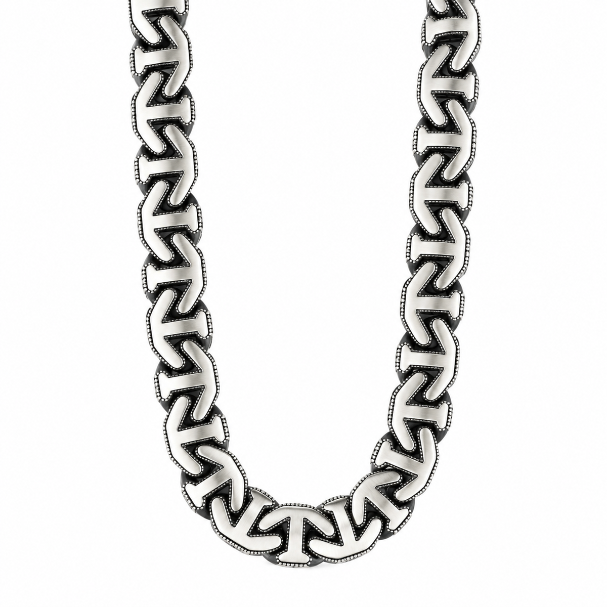925 Sterling Silver 10mm Anchor Curb Chain Necklace for Men