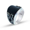 925 Solid Silver Snake Serpent Onyx Gemstone Ring