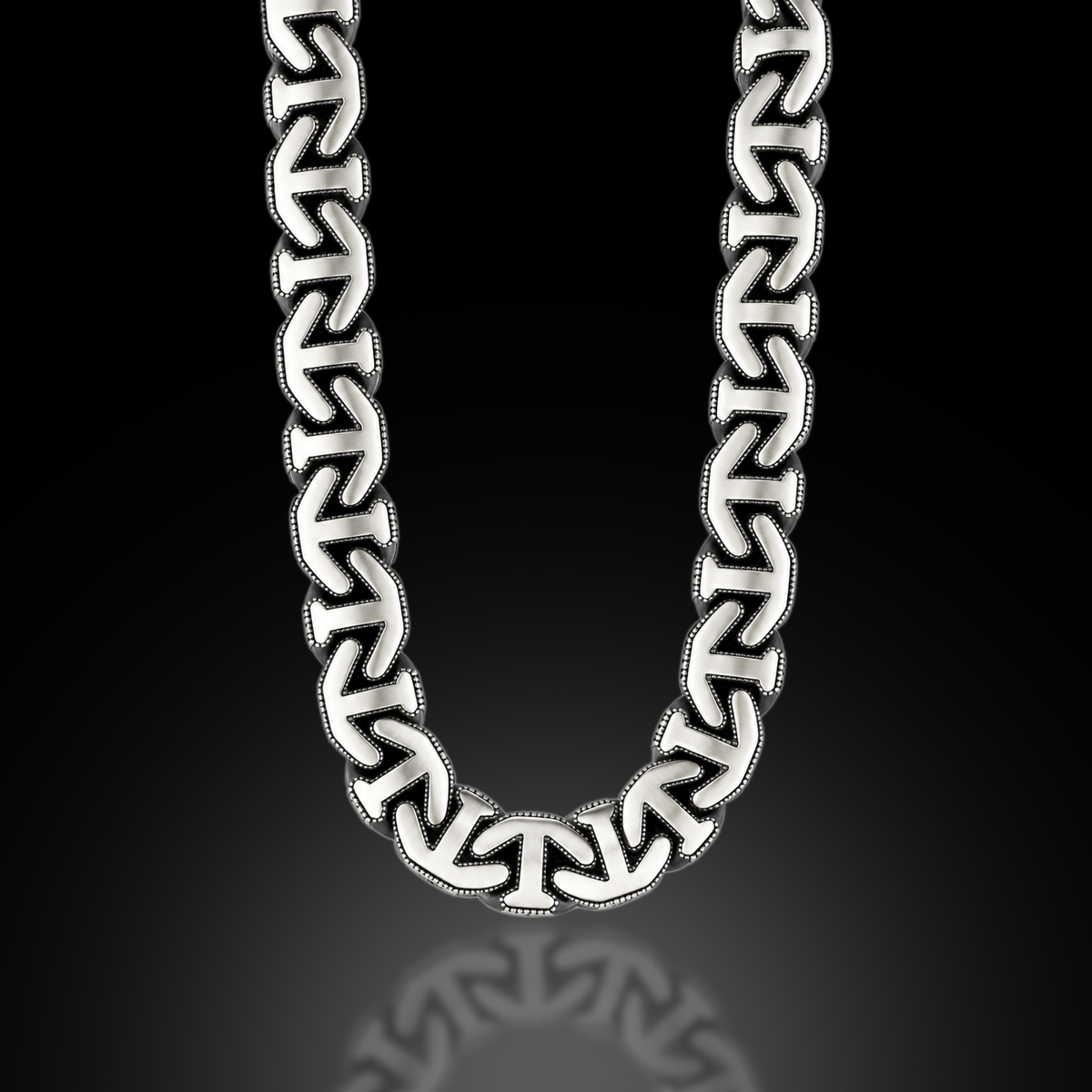 925 Sterling Silver 10mm Anchor Curb Chain Necklace for Men