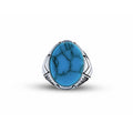 Men Handmade Blue Oval Turquoise Signet Ring