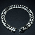 Pulsera de cadena gruesa trenzada ancha hecha a mano de plata 925 para hombre