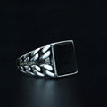 Sterling Silver Square Natural Onyx Signet Ring