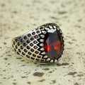 925 Silver Men Minimal Garnet Gemstone Handmade Ring