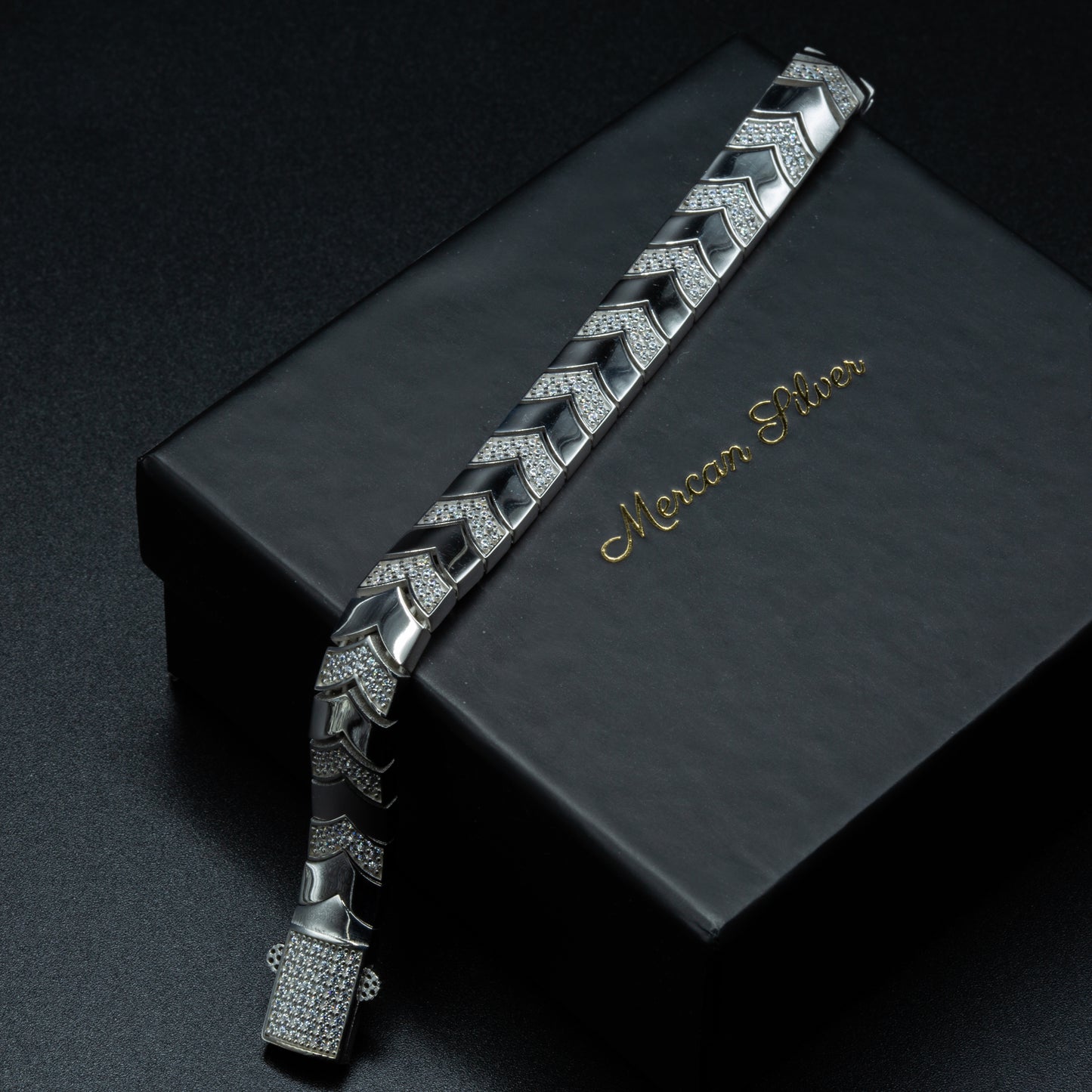 925 Silver Handmade Diamond Gemstone Elegant Chain Bracelet