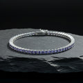 Men Silver Round Purple Amethyst Tennis Bracelet