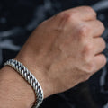 Pulsera de cadena gruesa trenzada ancha hecha a mano de plata 925 para hombre