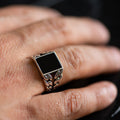 Sterling Silver Square Natural Onyx Signet Ring
