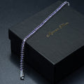 Men Silver Round Purple Amethyst Tennis Bracelet