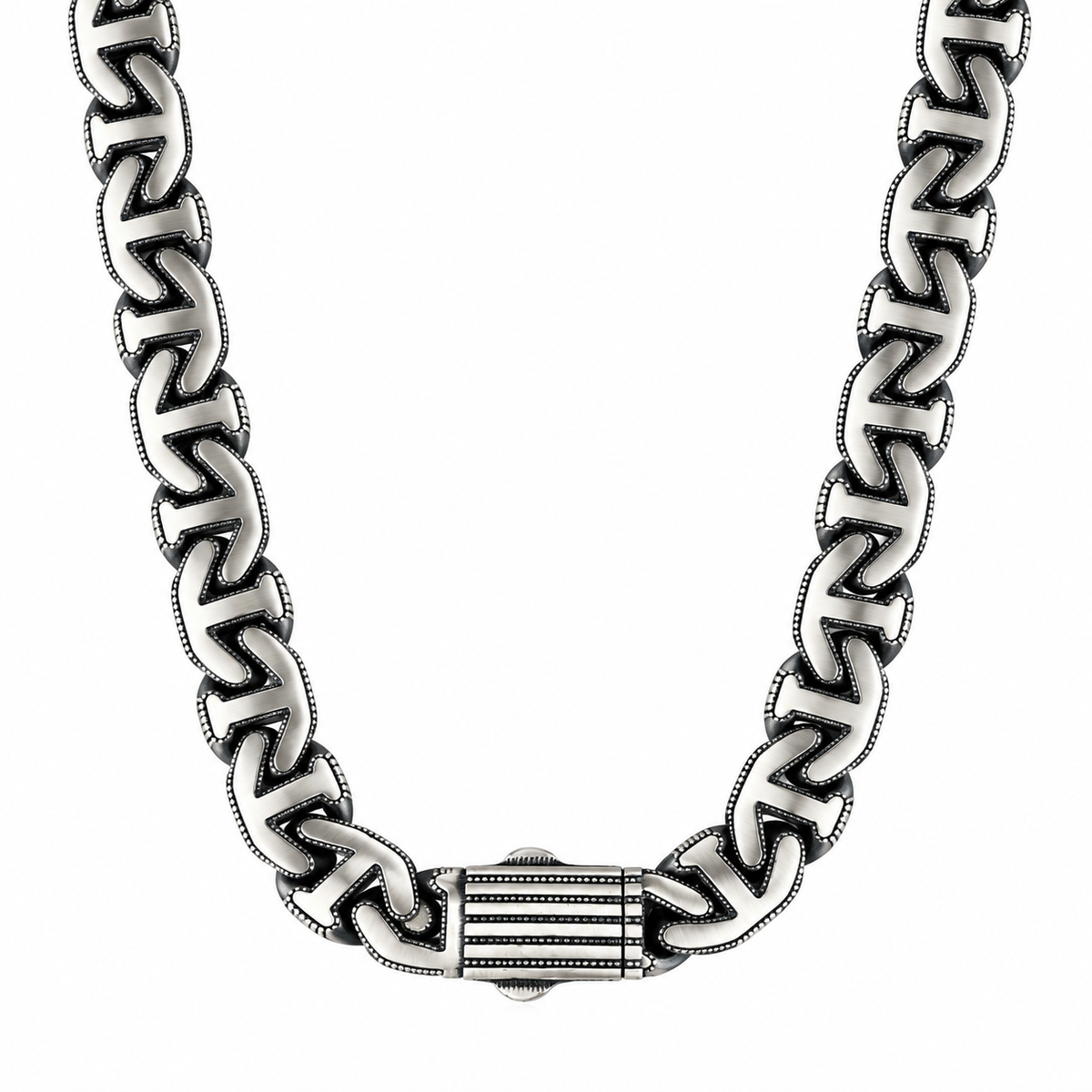 925 Sterling Silver 10mm Anchor Curb Chain Necklace for Men
