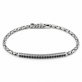 925 Sterling Silver Black Onyx Byzantine Chain Bracelet for Men