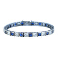 925 Silver Sapphire Tennis Bracelet, Men Luxury Blue Sapphire Tennis Bracelet, Elegant Sapphire Tennis Bracelet, Square Cut Bracelet